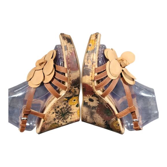 BOC Born Concept Women's Leather Floral Platform Slingback Sandals Brown Sz 7 - Picture 7 of 12